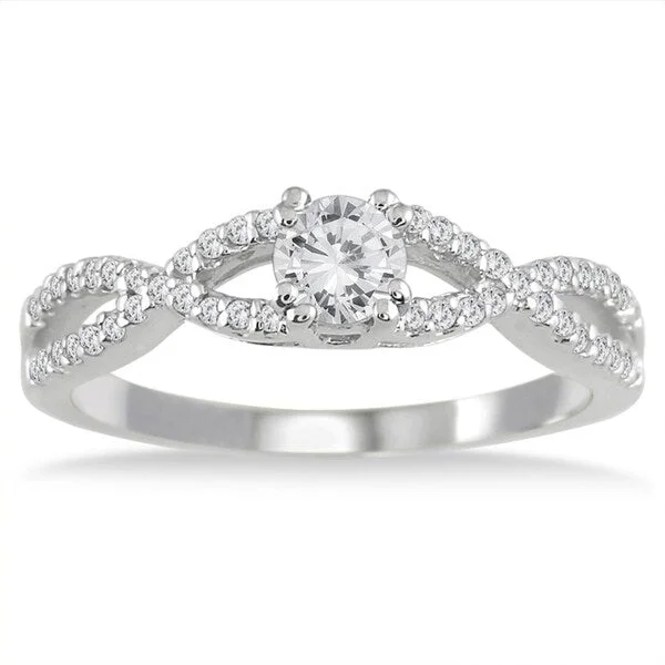 Vintage - Style Engagement Rings with Intricate Scrollwork1/2 Carat TW Diamond Engagement Ring in 10K White Gold