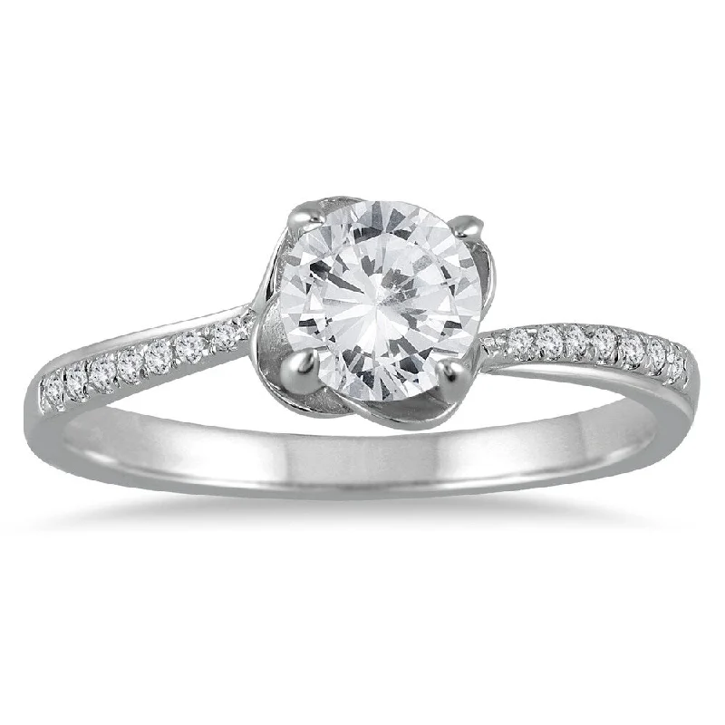 Engagement Rings with a Hidden Heart - Shaped Cutout1/2 Carat TW Lotus Diamond Engagement Ring in 10K White Gold