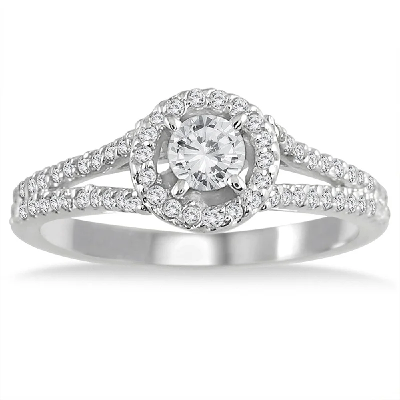 Vintage - Style Engagement Rings with Intricate Scrollwork1/2 Carat TW White Diamond Engagement Ring in 10K White Gold