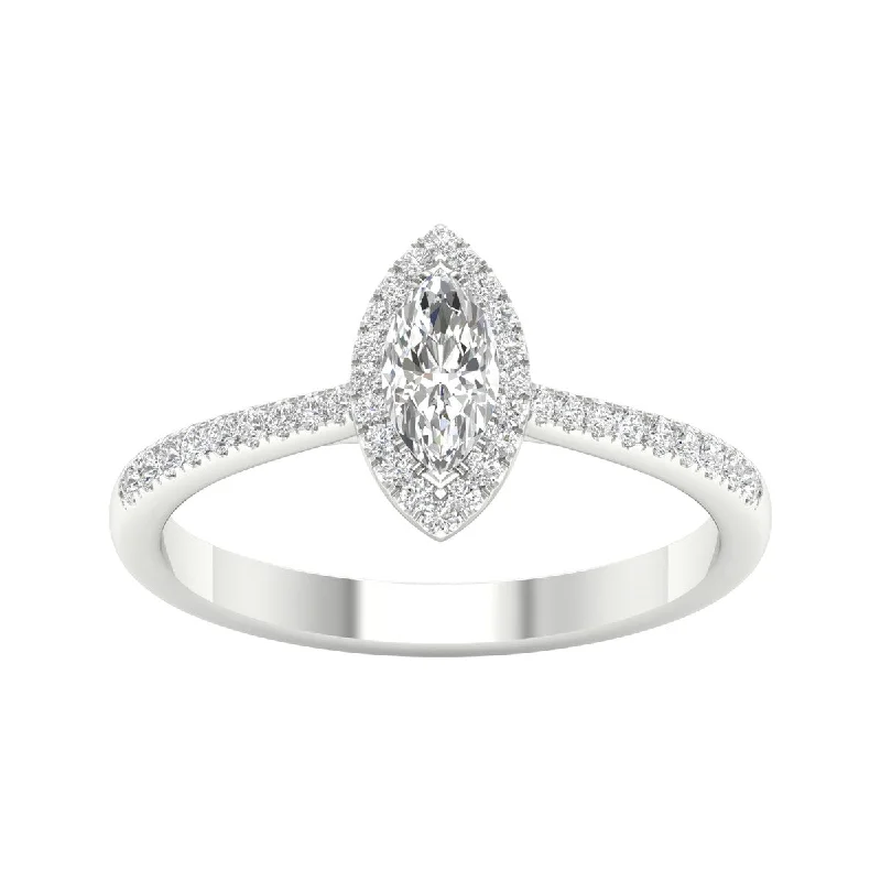 Moissanite Engagement Rings with a Sparkling Center Stone1/2ct TDW Diamond Halo Ring in 10k Gold by De Couer