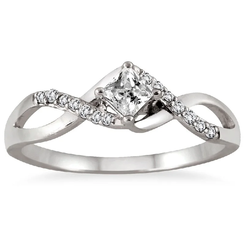 Engagement Rings with a Cathedral - Style Basket Setting1/3 Carat TW Princess Cut Diamond Engagement Ring in 10K White Gold