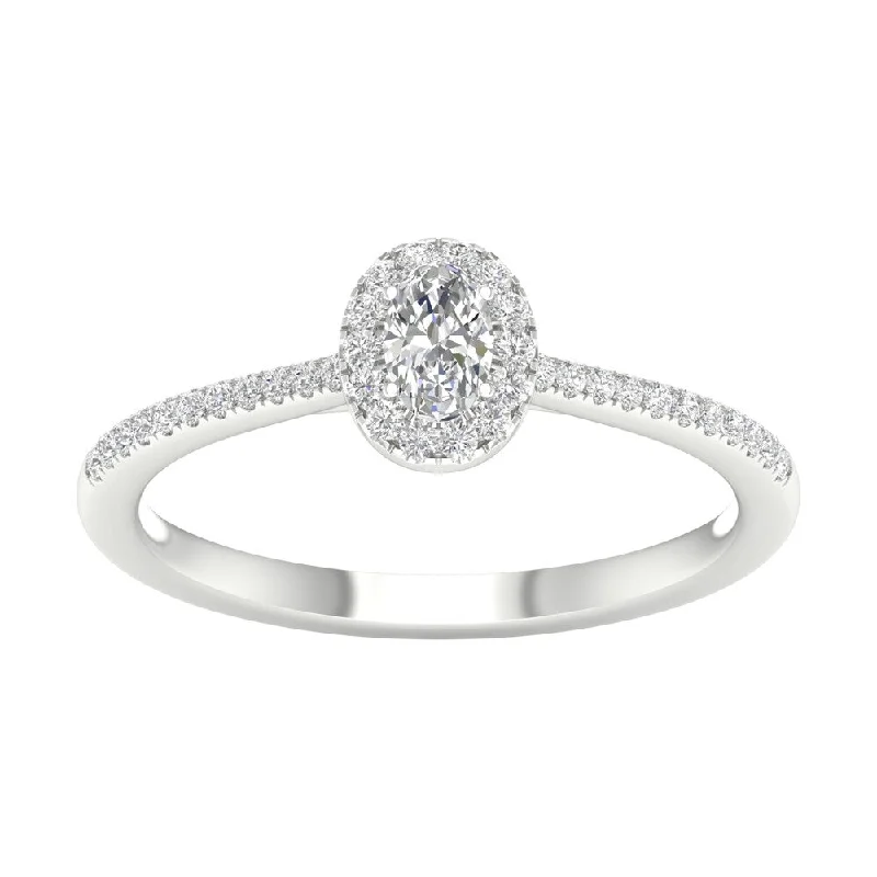 Two - Tone Engagement Rings in Rose and White Gold1/3ct TDW Diamond Halo Ring in 10k Gold by De Couer