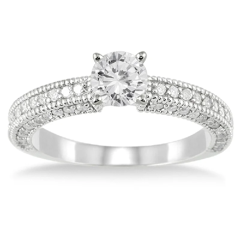 Engagement Rings with a Cathedral - Style Basket Setting1 Carat TW Diamond Engagement Ring in 14K White Gold