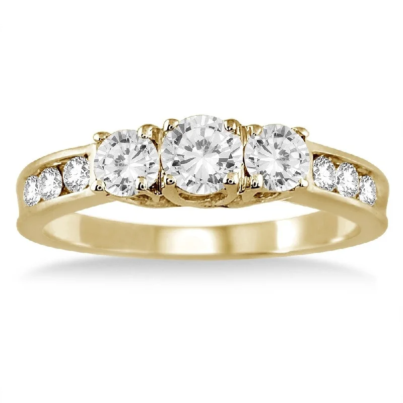 Engagement Rings with a Pavé - Set Infinity Symbol1 Carat TW Diamond Three Stone Ring in 10K Yellow Gold