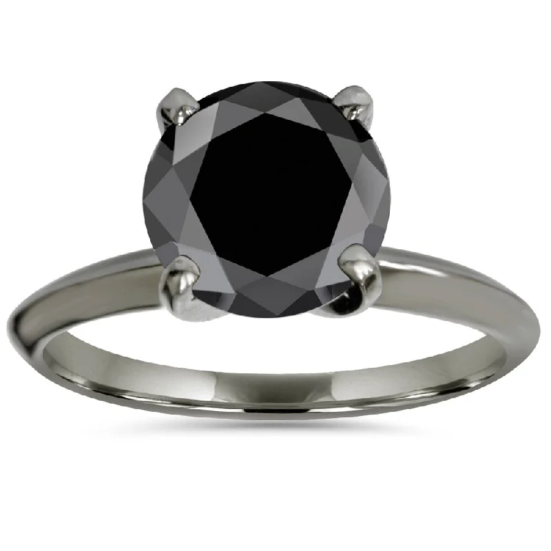 Men's Engagement Rings with Carbon Fiber Inlays14k Black Gold 3ct TDW Black Diamond Solitaire Engagement Ring