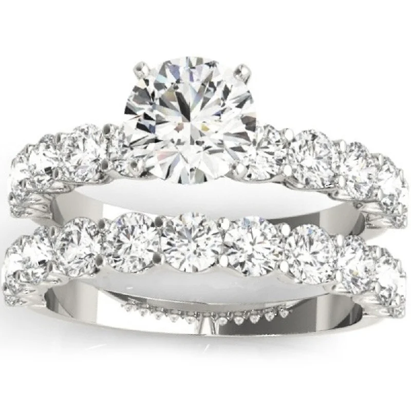 Engagement Rings with a Cathedral - Style Basket Setting14k White Gold 2 1/2ct TDW Diamond Engagement Ring and Wedding Band