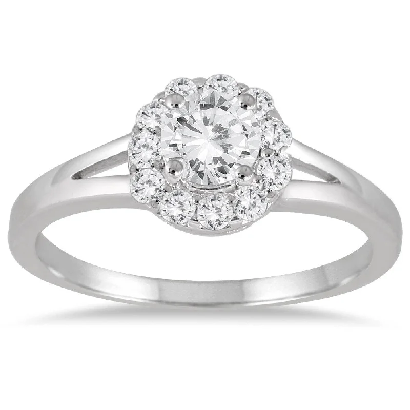 Engagement Rings with a Floral - Inspired Prong Setting3/4 Carat TW Diamond Engagement Ring in 14K White Gold