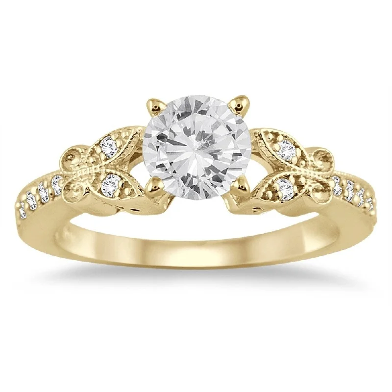 Vintage - Style Engagement Rings with Intricate Scrollwork3/4 Carat TW Diamond Engagement Ring in 14K Yellow Gold