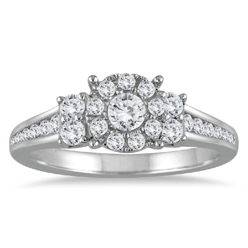 Engagement Rings with a Floral - Inspired Prong Setting5/8 Carat TW Diamond Halo Engagement Ring in 10K White Gold