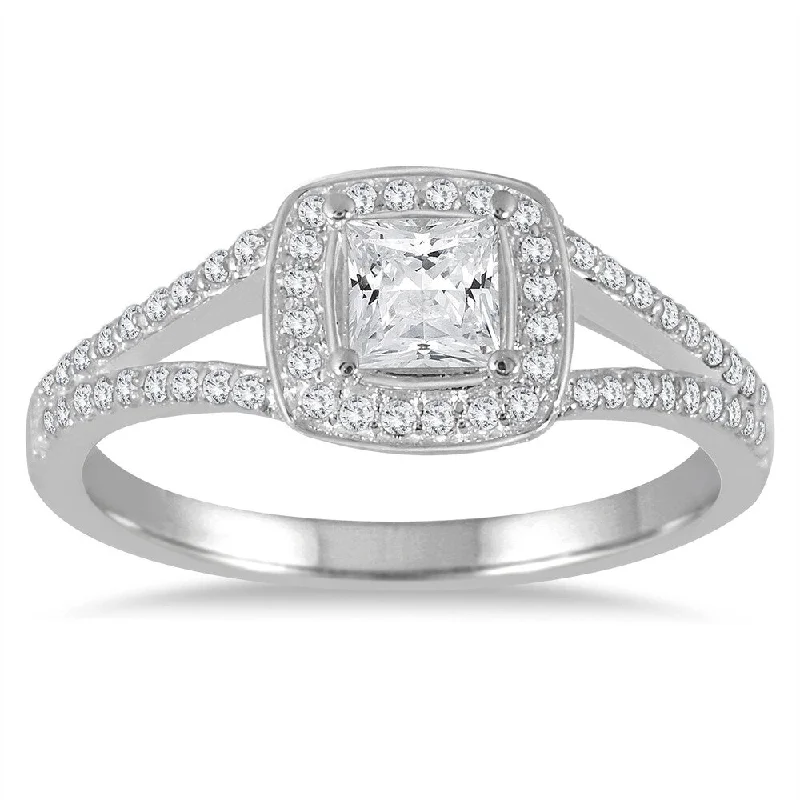 Moissanite Engagement Rings with a Sparkling Center Stone5/8 Carat TW Princess Cut Diamond Engagement Ring in 14K White Gold