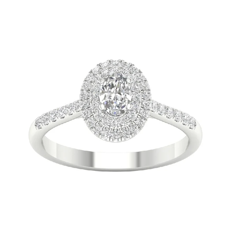 Engagement Rings with a Hidden Heart - Shaped Cutout5/8ct TDW Diamond Double Halo Ring in 10k Gold by De Couer