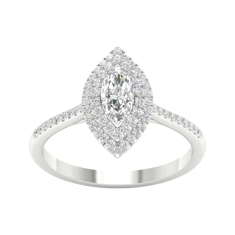 Engagement Rings with a Floral - Inspired Prong Setting5/8ct TDW Diamond Halo Ring in 10k Gold by De Couer