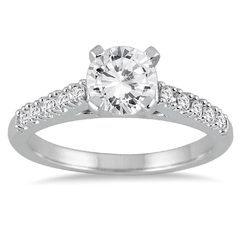 Platinum Engagement Rings with Milgrain EdgesAGS Certified 1 1/10 Carat TW Diamond Engagement Ring in 14K White Gold (J-K Color, I2-I3 Clarity)