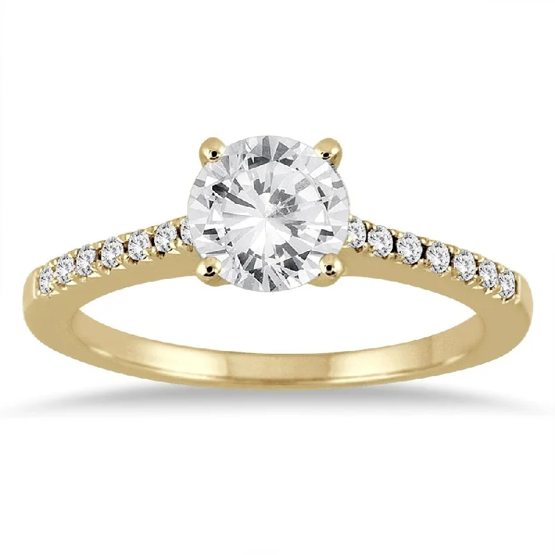 Engagement Rings with a Floral - Inspired Prong SettingAGS Certified 1 1/10 Carat TW Diamond Ring in 14K Yellow Gold (J-K Color, I2-I3 Clarity)