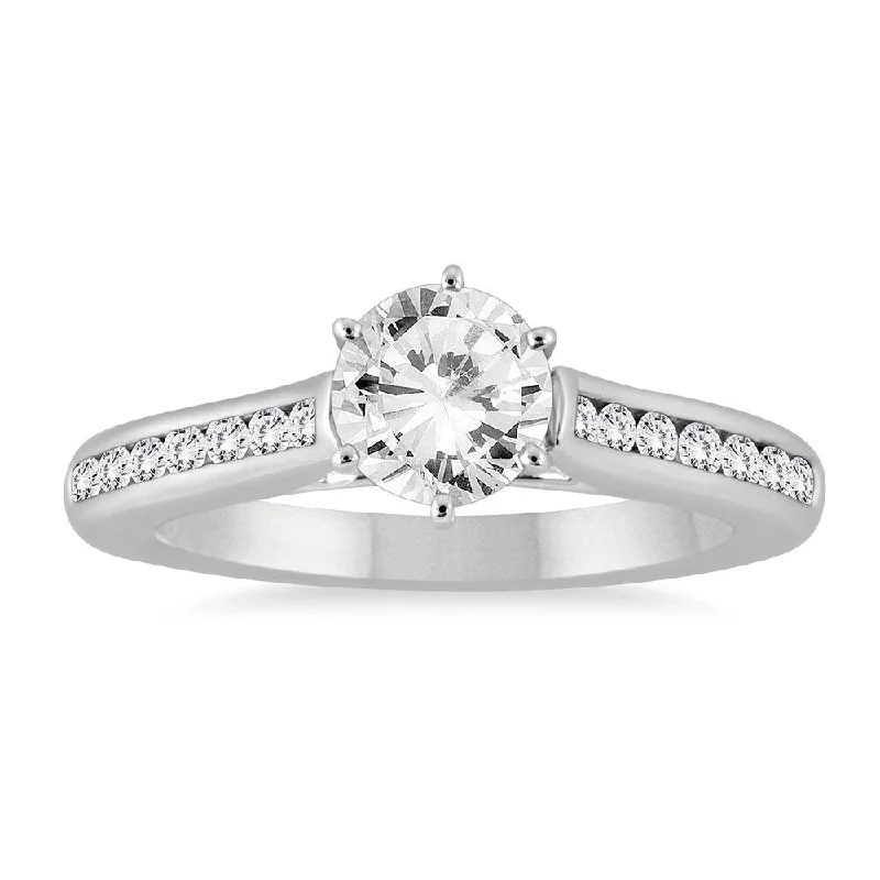 Art Nouveau - Inspired Engagement Rings with Organic MotifsAGS Certified 1 1/3 Carat TW Diamond Channel Engagement Ring in 14K White Gold (J-K Color, I2-I3 Clarity)