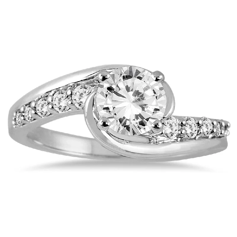 Engagement Rings with a Hidden Halo and Pavé - Set BandAGS Certified 1 1/4 Carat TW Diamond Engagement Ring in 14K White Gold (J-K Color, I2-I3 Clarity)