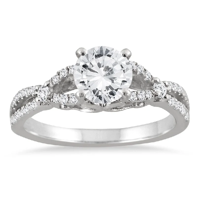 Engagement Rings with a Triple - Row Diamond BandAGS Certified 1 1/4 Carat TW Diamond Engagement Ring in 14K White Gold (J-K Color, I2-I3 Clarity)