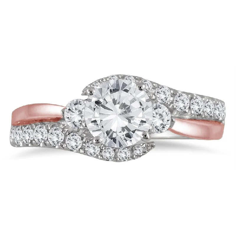 Moissanite Engagement Rings with a Sparkling Center StoneAGS Certified 1 1/4 Carat TW Diamond Engagement Ring in Two Tone 14K Rose and White Gold (J-K Color, I2-I3 Clarity)