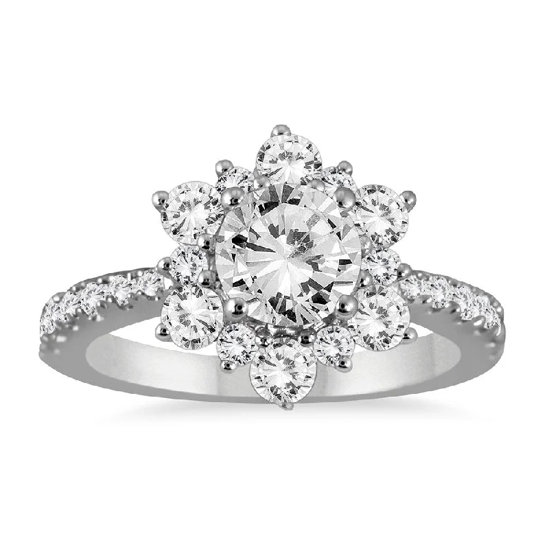 Art Nouveau - Inspired Engagement Rings with Organic MotifsAGS Certified 1 3/4 Carat TW Diamond Engagement Ring in 14K White Gold (J-K Color, I2-I3 Clarity)