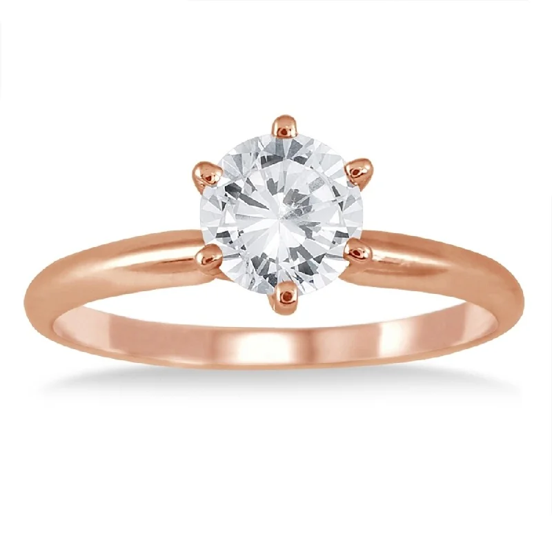 Pear - Shaped Engagement Rings with Twisted Shank DesignsAGS Certified 1 Carat Diamond Solitaire Ring in 14K Rose Gold (J-K Color, I2-I3 Clarity)