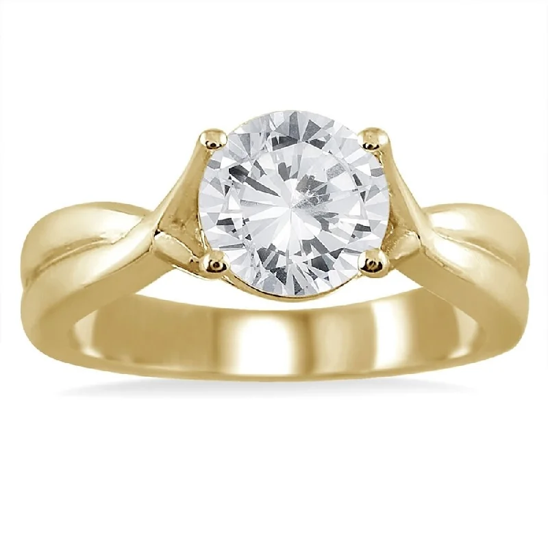 Cushion - Shaped Engagement Rings with Bead - Set DiamondsAGS Certified 1 Carat Diamond Solitaire Ring in 14K Yellow Gold (J-K Color, I2-I3 Clarity)