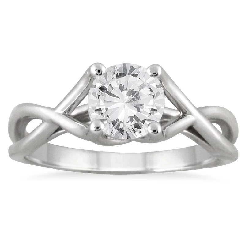 Custom - Engraved Engagement Rings with a Special MessageAGS Certified 1 Carat Diamond Solitaire Twist Engagement Ring in 14K White Gold (J-K Color, I2-I3 Clarity)