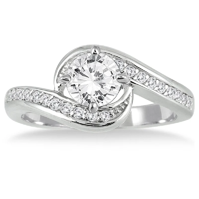 Two - Tone Engagement Rings in Rose and White GoldAGS Certified 1 Carat TW Diamond Engagement Ring in 14K White Gold