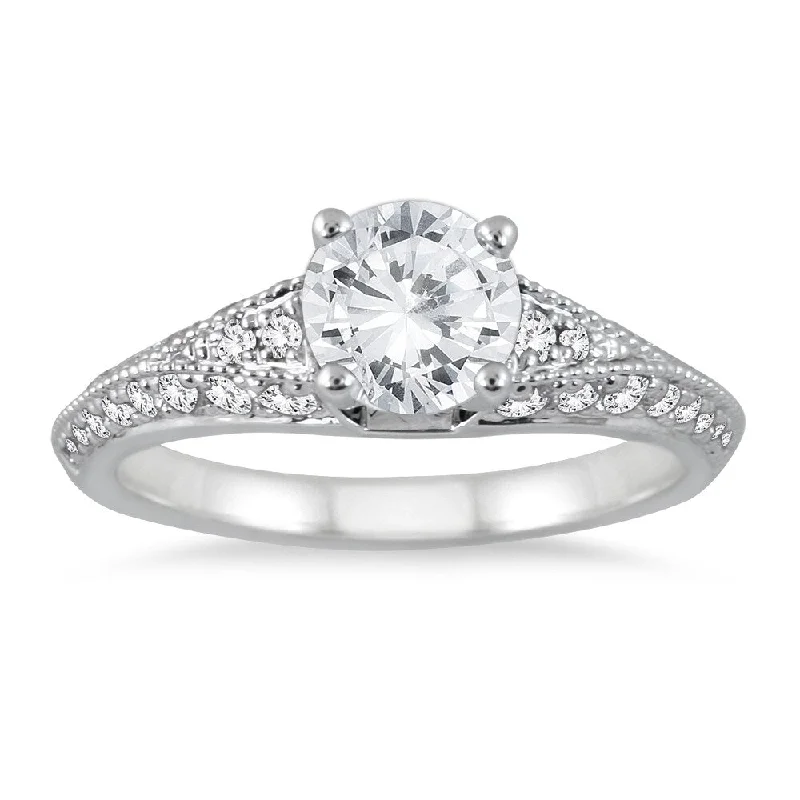 Rose - Cut Diamond Engagement Rings with a Rustic CharmAGS Certified 1 Carat TW Diamond Engagement Ring in 14K White Gold (J-K Color, I2-I3 Clarity)