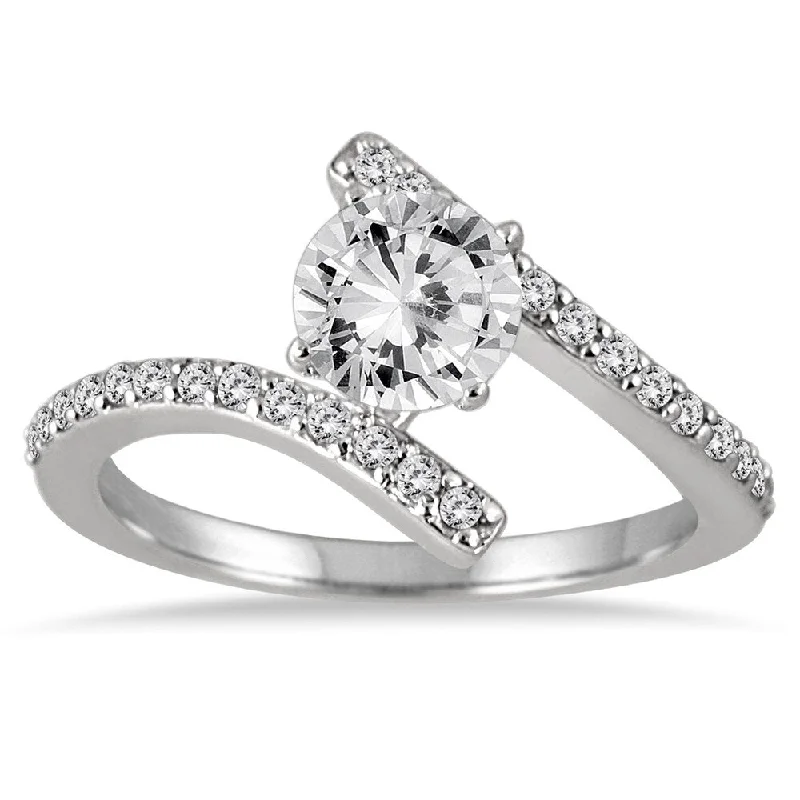 Pear - Shaped Engagement Rings with Twisted Shank DesignsAGS Certified 1 Carat TW Diamond Engagement Ring in 14K White Gold (J-K Color, I2-I3 Clarity)