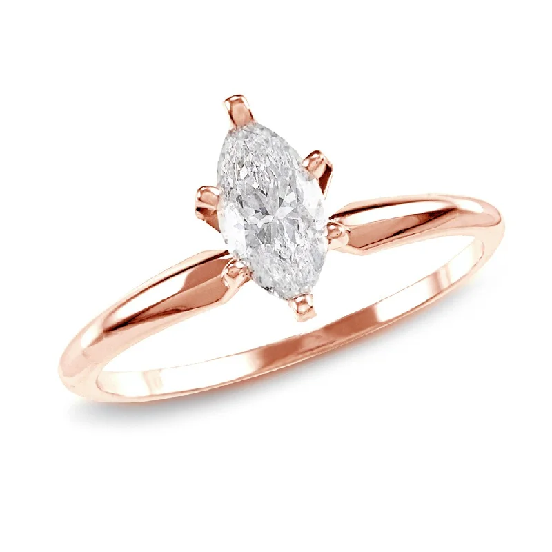 Engagement Rings with a Hidden Heart - Shaped CutoutAuriya 14k Rose Gold 1ctw Marquise-cut Solitaire Diamond Engagement Ring