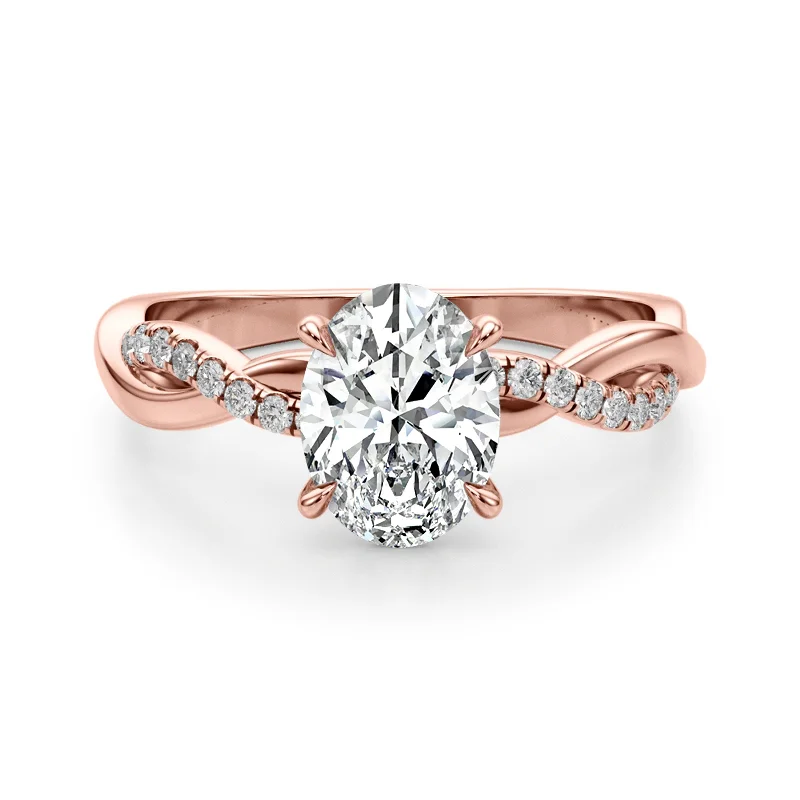 Two - Tone Engagement Rings in Rose and White GoldAuriya 14k Rose Gold Lab Grown Oval Diamond Engagement Ring 0.50 to 5.00 ct. tw. (F-G VS)