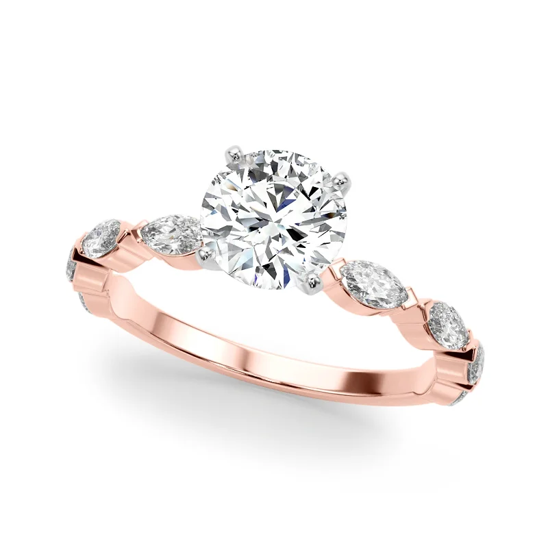 Engagement Rings with a Hidden Halo and Pavé - Set BandAuriya 14k Rose Gold Lab Grown Round Diamond Engagement Ring 0.50 to 5.00 ct. tw. (F-G VS)