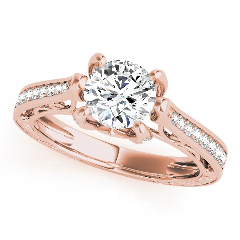 Vintage - Style Engagement Rings with Intricate ScrollworkAuriya 14k Rose Gold Lab Grown Round Diamond Engagement Ring 0.50 to 5.00 ct. tw. (F-G VS)