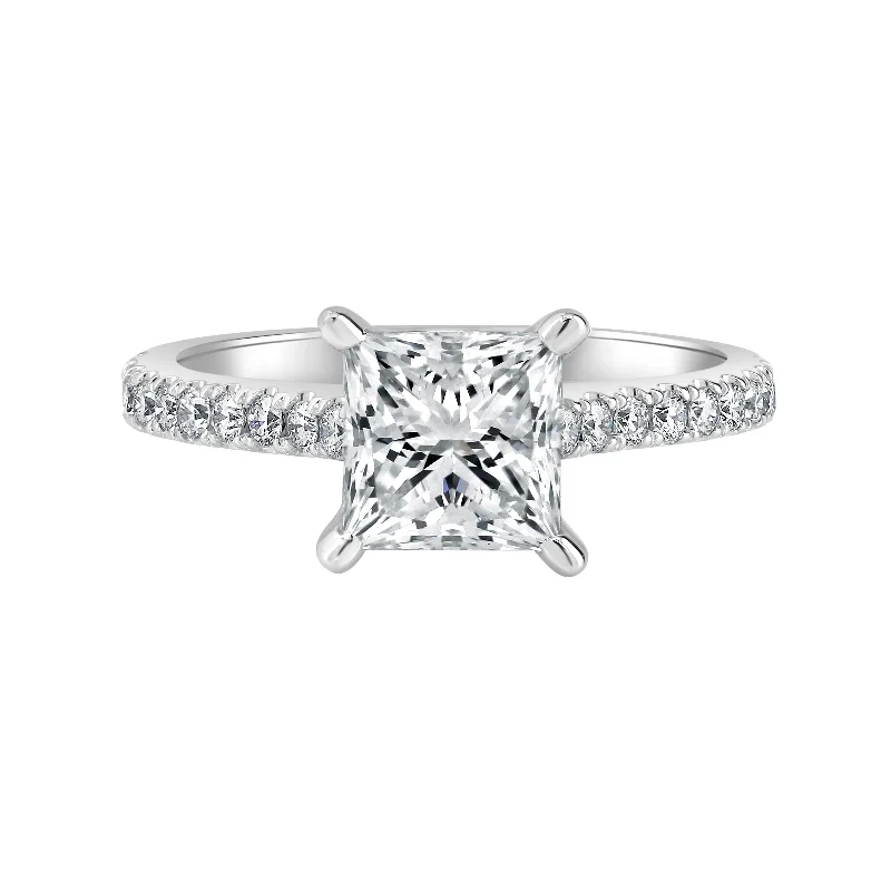 Emerald - Cut Engagement Rings with Trapezoid Side StonesAuriya 14k-White Gold Lab Grown Princess Hidden-Halo Diamond Engagement Ring 2.45ct. tw. (F-G VS)