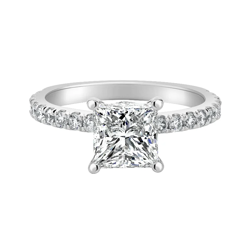 Engagement Rings with a Hidden Heart - Shaped CutoutAuriya 14k-White Gold Lab Grown Princess Ribbon-Halo Diamond Engagement Ring 2.50ct. tw. (G-H VS)