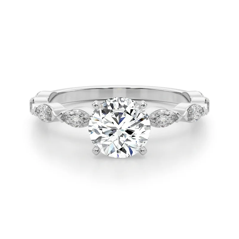 Sapphire - Centered Engagement Rings with Diamond HaloAuriya 14k White Gold Lab Grown Round Diamond Engagement Ring 0.50 to 5.00 ct. tw. (F-G VS)