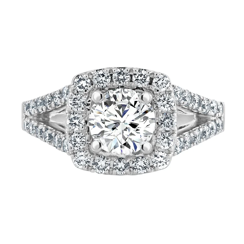 Platinum Engagement Rings with Milgrain EdgesAuriya 14k-White Gold Lab Grown Round-Halo Diamond Engagement Ring 1.70ct. tw. (E-F VS)