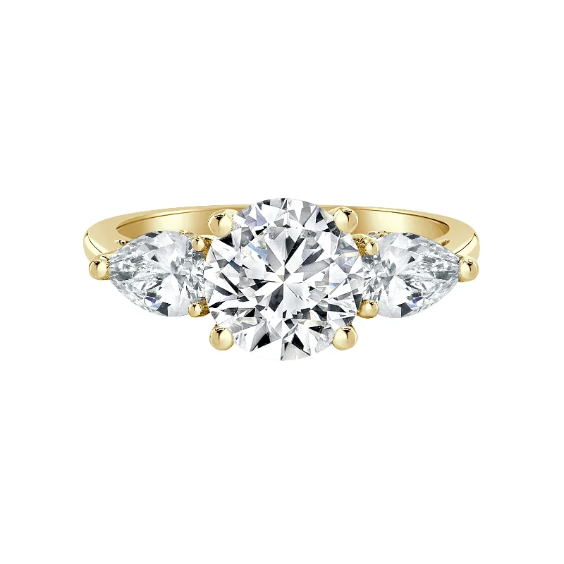 Engagement Rings with a Triple - Row Diamond BandAuriya 14k-Yellow Gold Lab Grown 3-stone Hidden-Halo Round Diamond Engagement Ring 3.00ct. tw. (F-G VS)