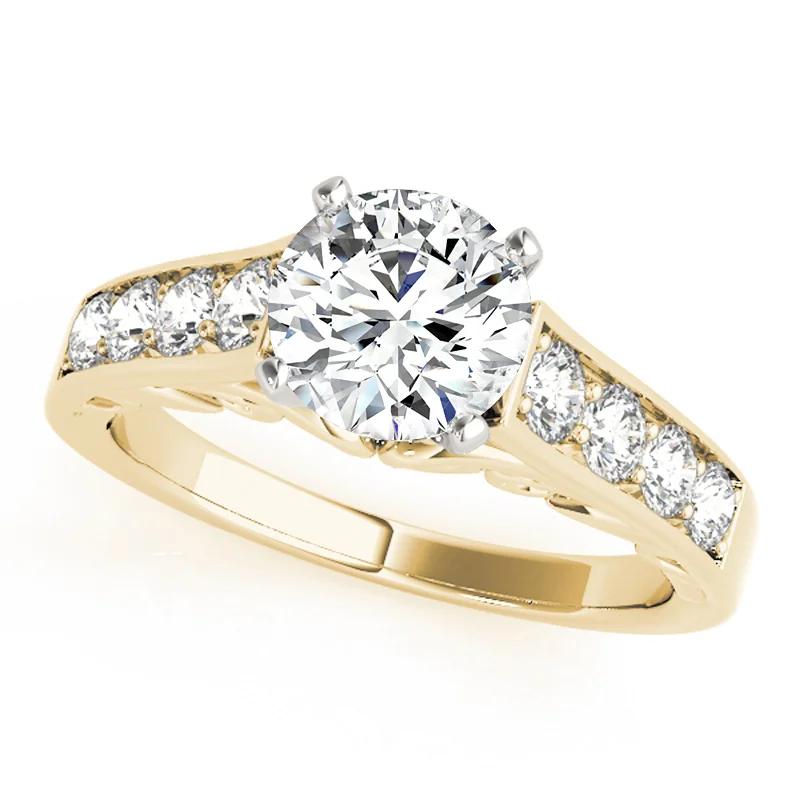 Engagement Rings with a Hidden Halo and Pavé - Set BandAuriya 14k Yellow Gold Lab Grown Round Diamond Engagement Ring 0.50 to 5.00 ct. tw. (F-G VS)