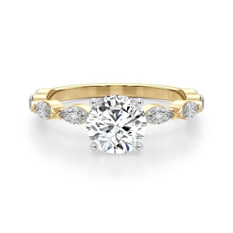 Engagement Rings with a Triple - Row Diamond BandAuriya 14k Yellow Gold Lab Grown Round Diamond Engagement Ring 0.50 to 5.00 ct. tw. (F-G VS)