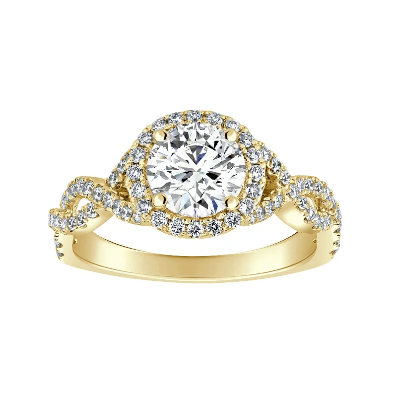 Art Nouveau - Inspired Engagement Rings with Organic MotifsAuriya 14k-Yellow Gold Lab Grown Round-Halo Twisted-Shank Diamond Engagement Ring 1.65ct. tw. (E-F VS)