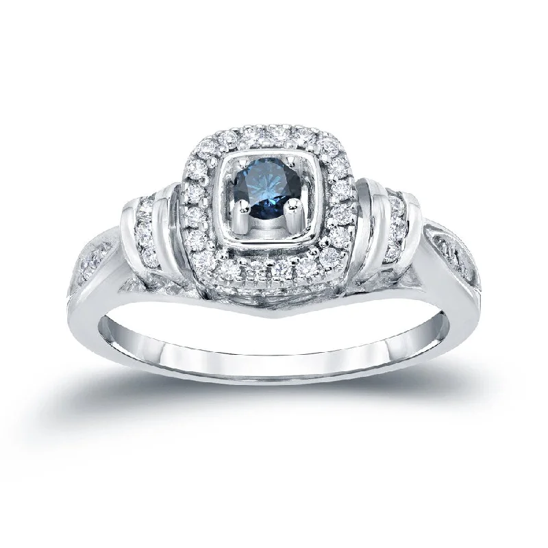 Engagement Rings with a Pavé - Set Infinity SymbolAuriya Modern Round 2/5ct TW Blue Diamond Halo Engagement Ring 14k Gold