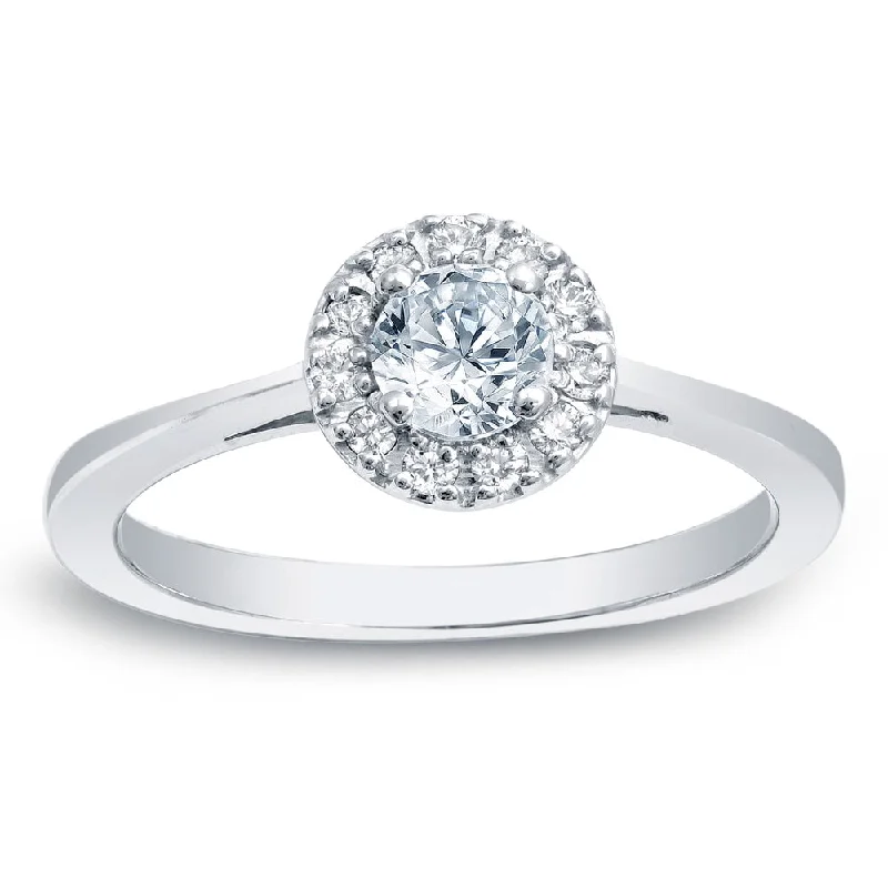 Custom - Engraved Engagement Rings with a Special MessageAuriya Platinum 1/2 carat TW Round Halo Diamond Engagement Ring