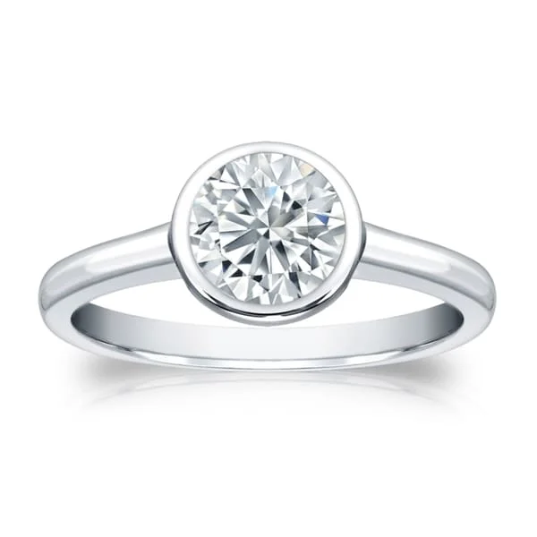 Engagement Rings with a Floral - Inspired Prong SettingAuriya Platinum GIA Certified 1.75ct. TDW Solitaire Bezel Set Diamond Engagement Ring