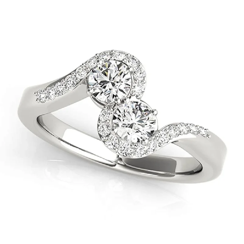 Engagement Rings with a Floral - Inspired Prong SettingAuriya Round 2-Stone Diamond Ring 1ct TDW 14k White Gold