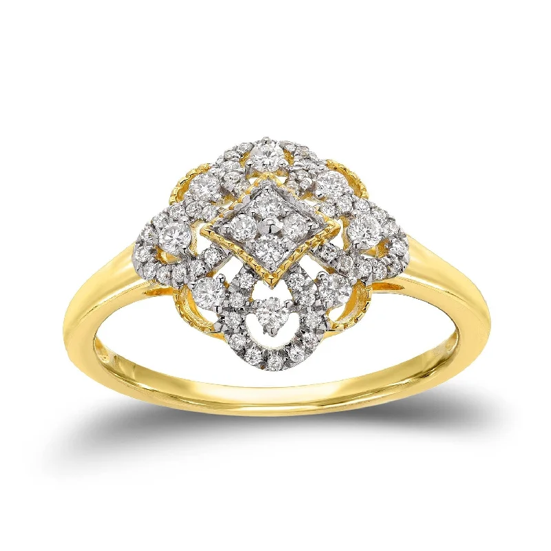 Engagement Rings with a Hidden Heart - Shaped CutoutAuriya Vintage Art Deco Diamond Engagement Ring 1/4ct TDW 10K Gold