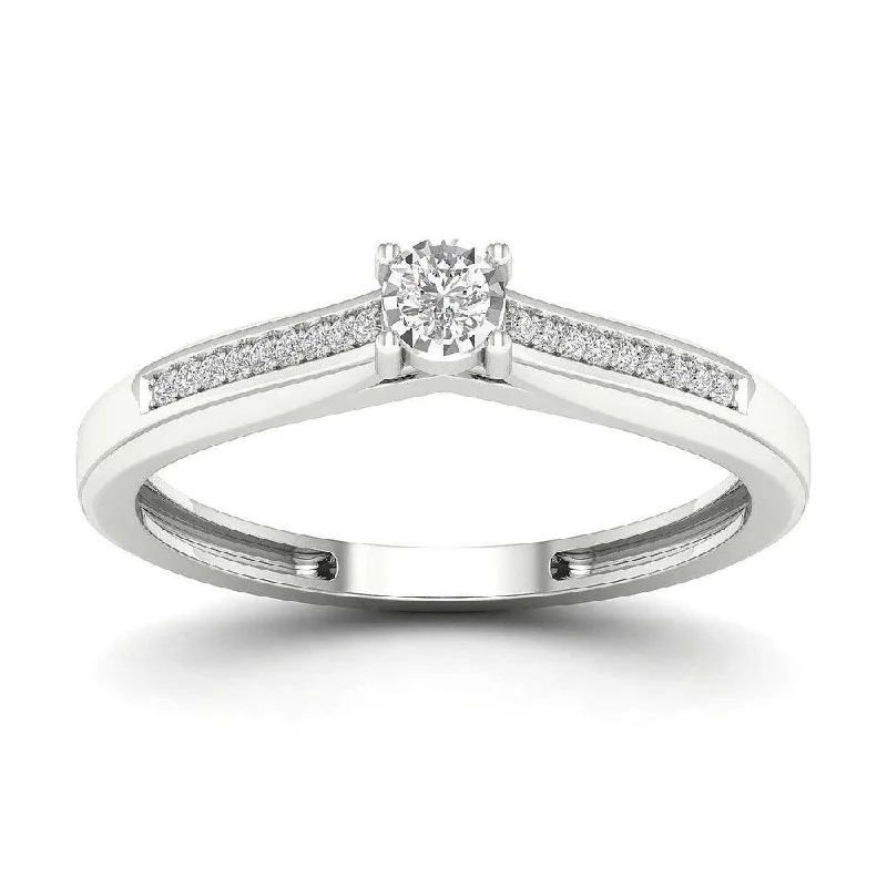 Pear - Shaped Engagement Rings with Twisted Shank DesignsDe Couer 1/10ct TDW Diamond Classic Ring - White