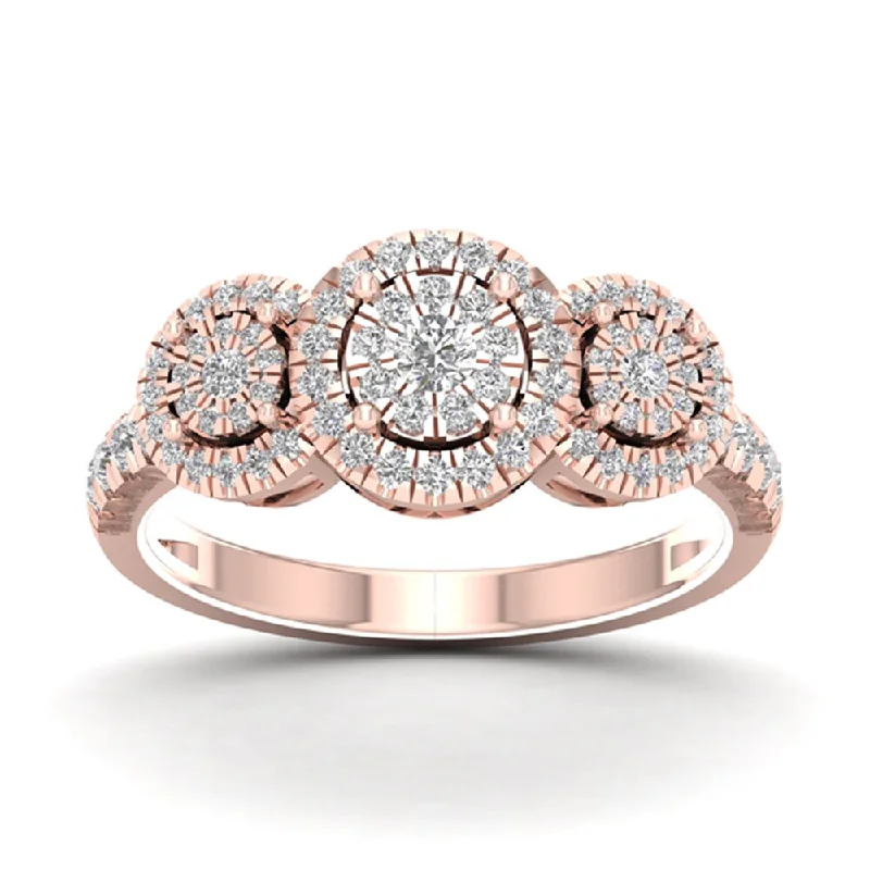 Engagement Rings with a Triple - Row Diamond BandDe Couer 1/2ct TDW Diamond Cluster Ring - Pink