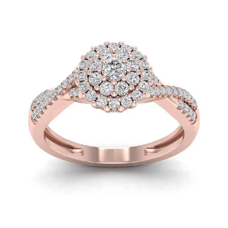 Engagement Rings with a Pavé - Set Infinity SymbolDe Couer 1/2ct TDW Diamond Halo Engagement Ring - Pink