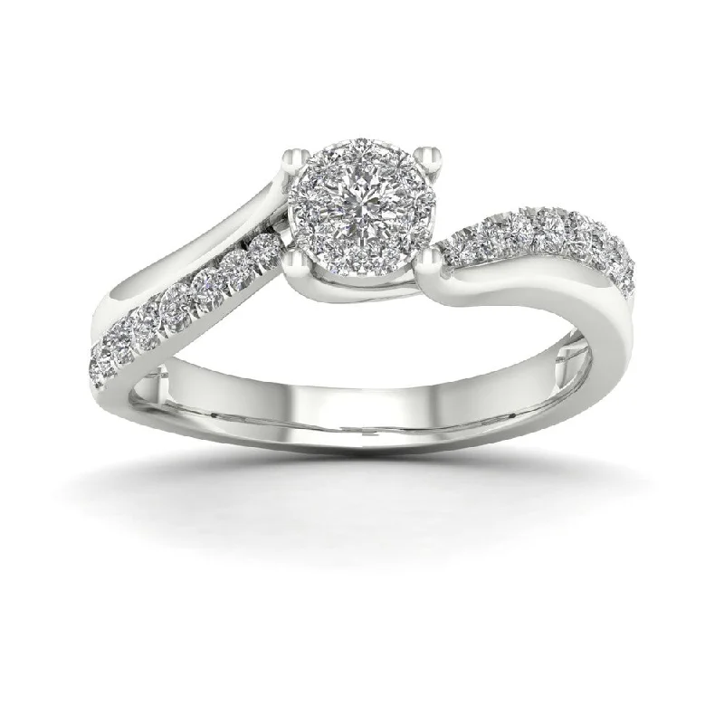 Engagement Rings with a Hidden Halo and Pavé - Set BandDe Couer 1/3ct TDW Diamond Bypass Ring - White